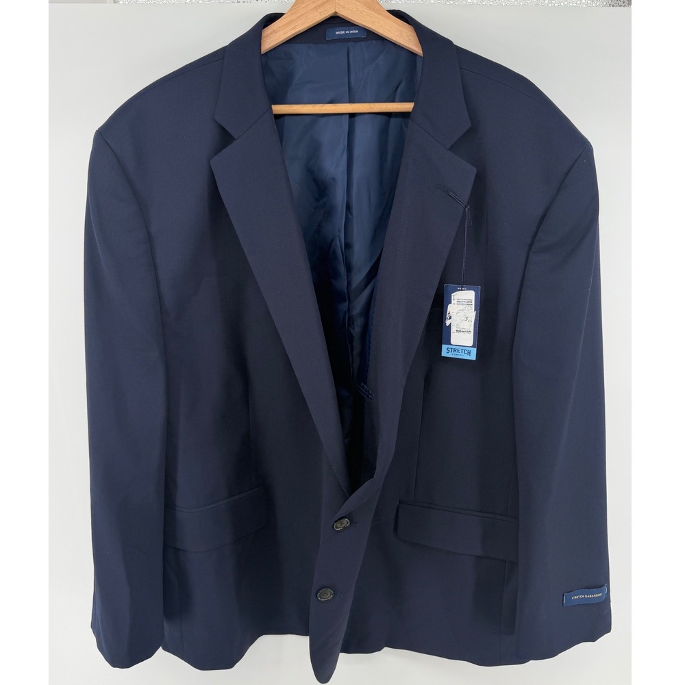 Stafford Mens 54 Portly Fit Navy Stretch Gabardine Suit Jacket NWT $235 Big Tall